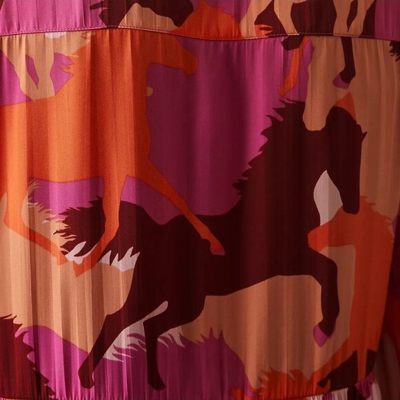 Maeve by Anthropologie Tiered Long-Sleeve Mini Dress Horse Print Size XS NWT - Picture 6 of 16